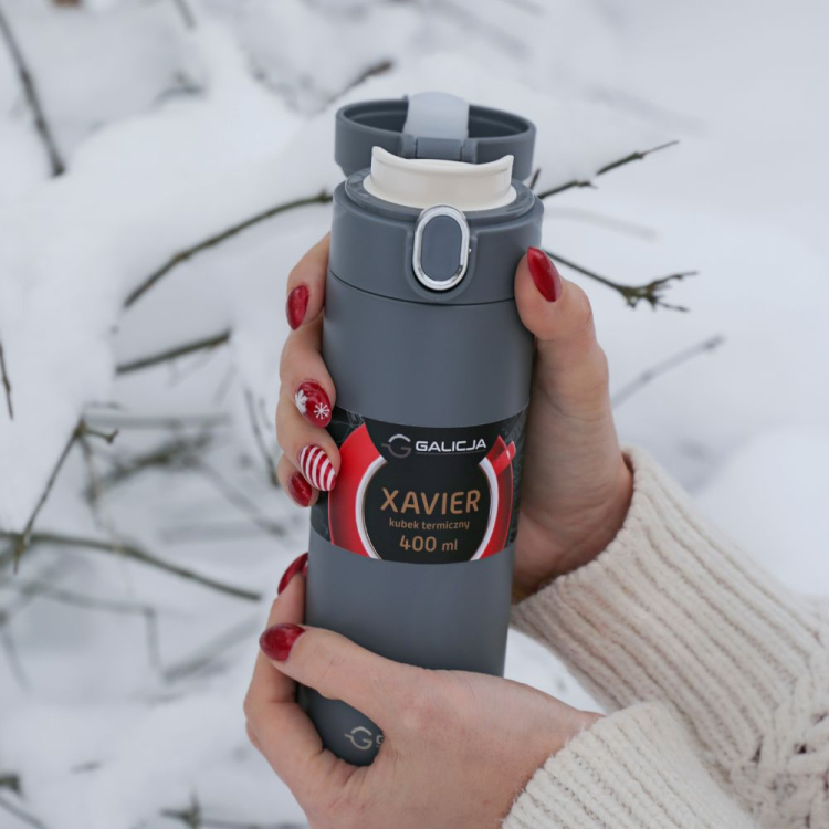 GALICJA Kubek termiczny 400ml Xavier szary - obrazek 3